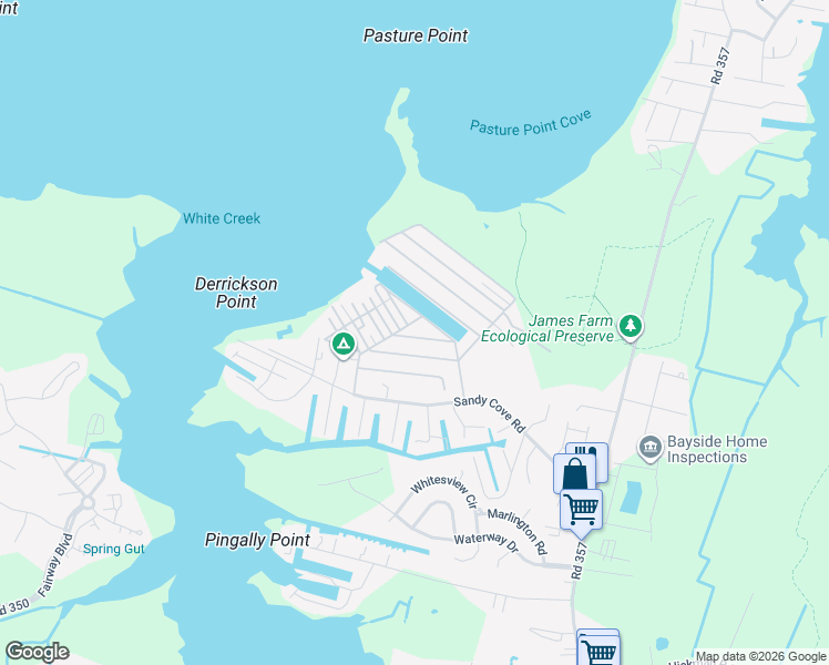 map of restaurants, bars, coffee shops, grocery stores, and more near 95 Rabbit Road in Ocean View