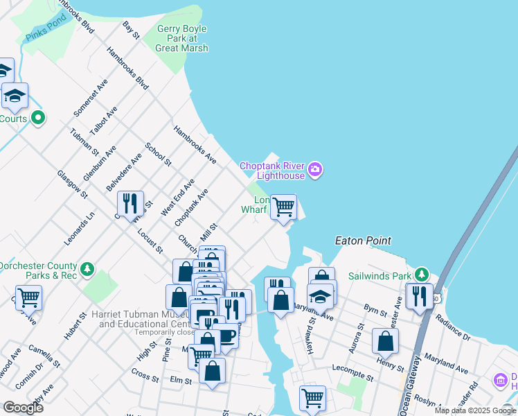 map of restaurants, bars, coffee shops, grocery stores, and more near 606 Water Street in Cambridge