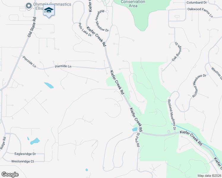 map of restaurants, bars, coffee shops, grocery stores, and more near 587 Kiefer Creek Road in Ballwin