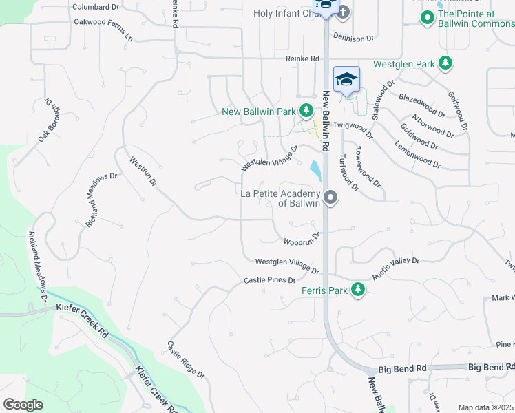 map of restaurants, bars, coffee shops, grocery stores, and more near 380 Westglen Village Drive in Ballwin