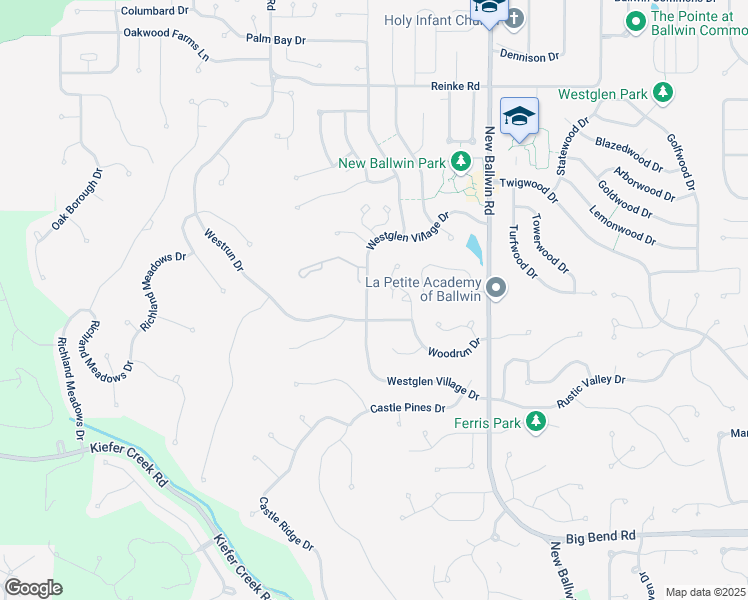 map of restaurants, bars, coffee shops, grocery stores, and more near 380 Westglen Village Drive in Ballwin