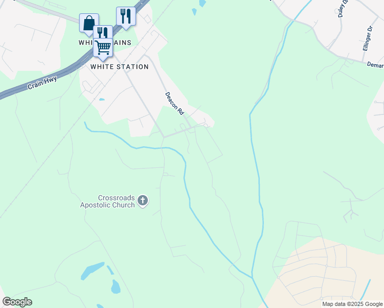 map of restaurants, bars, coffee shops, grocery stores, and more near 10664 Deacon Road in Waldorf