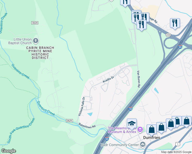 map of restaurants, bars, coffee shops, grocery stores, and more near 4214 La Mauricie Loop in Dumfries