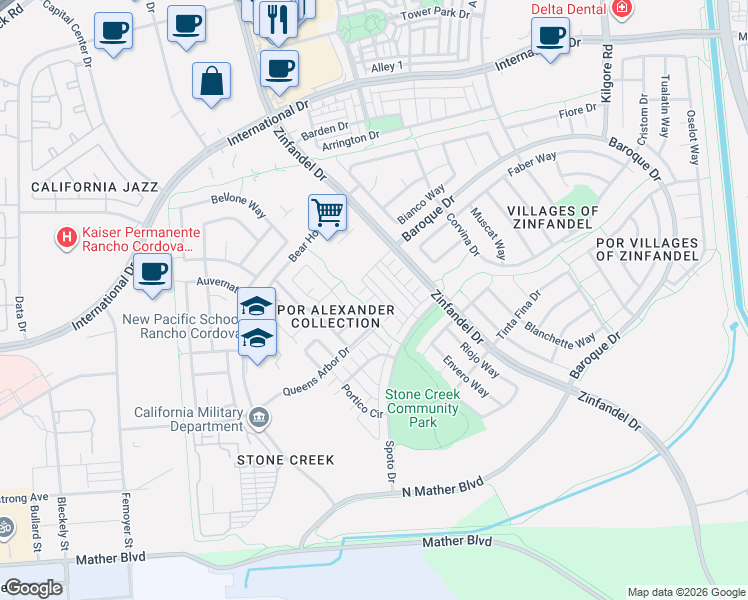 map of restaurants, bars, coffee shops, grocery stores, and more near 3583 Rulander Way in Gold River