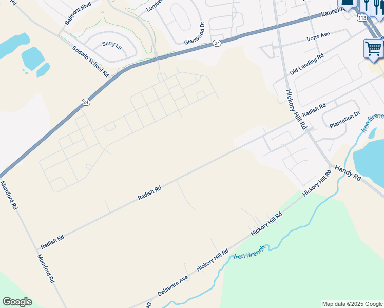 map of restaurants, bars, coffee shops, grocery stores, and more near 28107 Kingsbury Lane in Millsboro