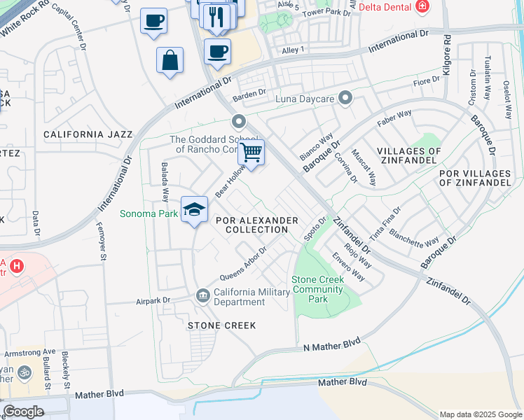 map of restaurants, bars, coffee shops, grocery stores, and more near 3546 Nouveau Way in Gold River