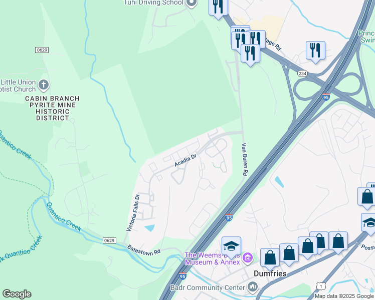 map of restaurants, bars, coffee shops, grocery stores, and more near 4148 La Mauricie Loop in Dumfries