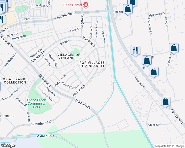 map of restaurants, bars, coffee shops, grocery stores, and more near 3477 Listan Way in Gold River
