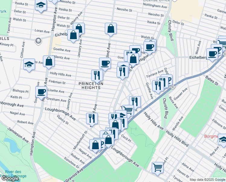 map of restaurants, bars, coffee shops, grocery stores, and more near 4921 Lisette Avenue in St. Louis