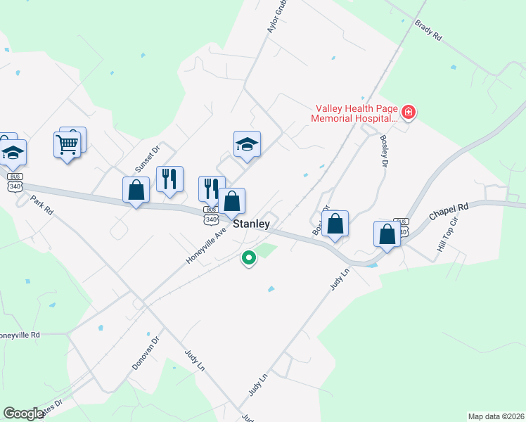 map of restaurants, bars, coffee shops, grocery stores, and more near 170 Deford Avenue in Stanley