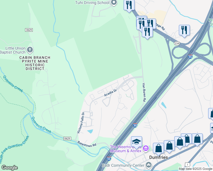 map of restaurants, bars, coffee shops, grocery stores, and more near 4172 La Mauricie Loop in Dumfries