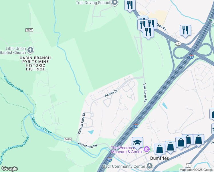 map of restaurants, bars, coffee shops, grocery stores, and more near 4172 La Mauricie Loop in Dumfries