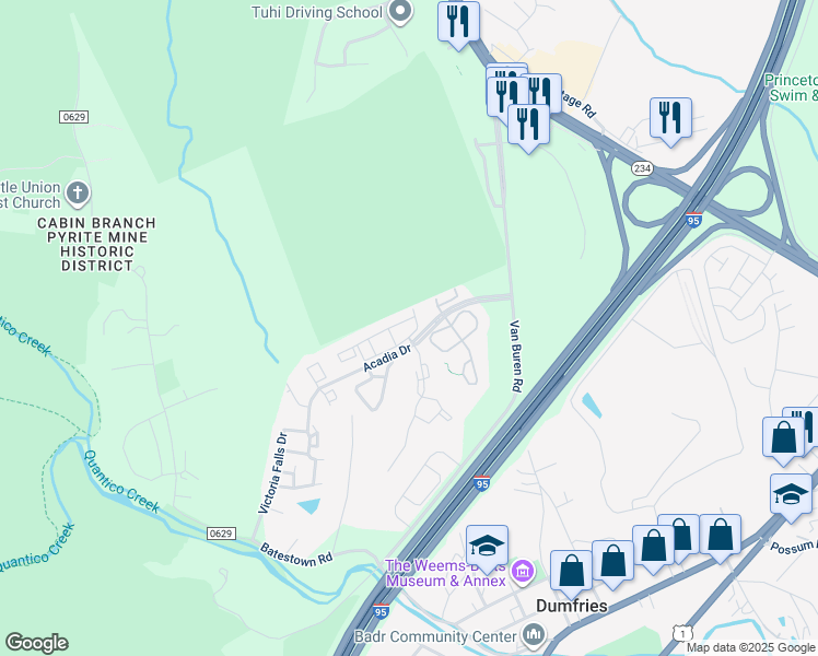 map of restaurants, bars, coffee shops, grocery stores, and more near 4105 La Mauricie Loop in Dumfries