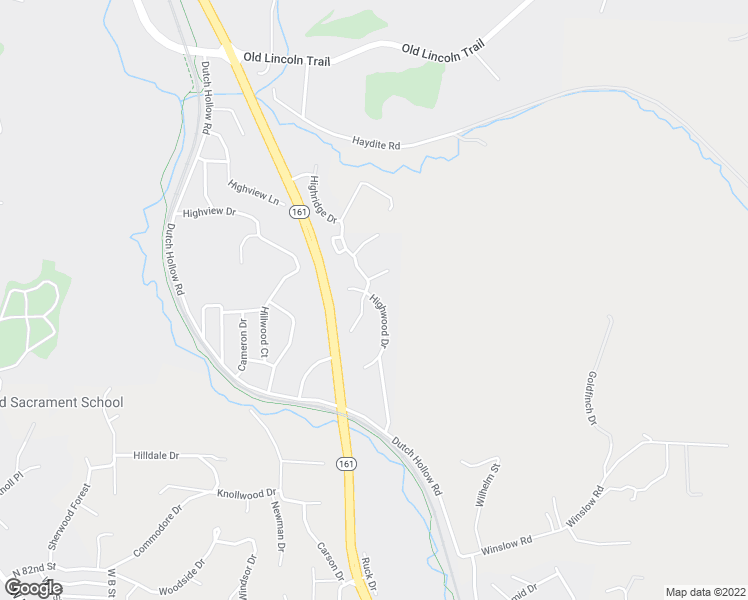 map of restaurants, bars, coffee shops, grocery stores, and more near 125 Highwood Drive in Belleville