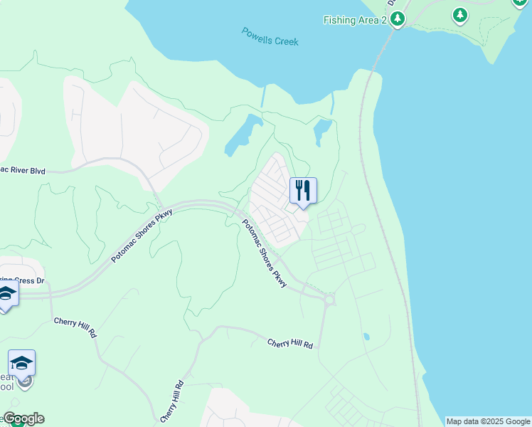 map of restaurants, bars, coffee shops, grocery stores, and more near 2060 Alder Lane in Dumfries