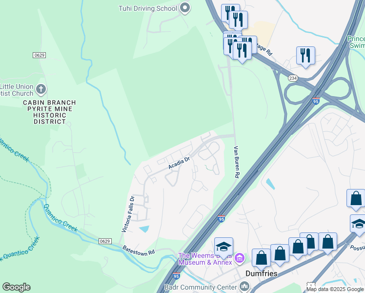 map of restaurants, bars, coffee shops, grocery stores, and more near 4148 La Mauricie Loop in Dumfries