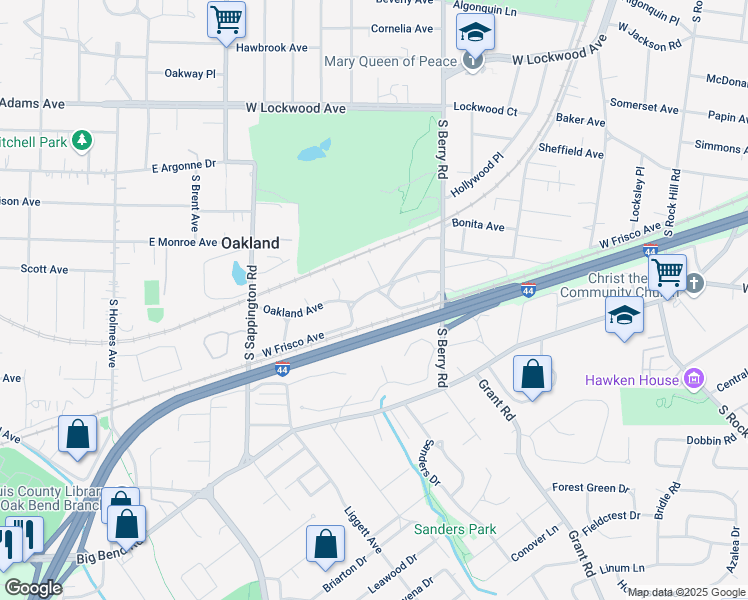 map of restaurants, bars, coffee shops, grocery stores, and more near 722 Oakland Avenue in St. Louis