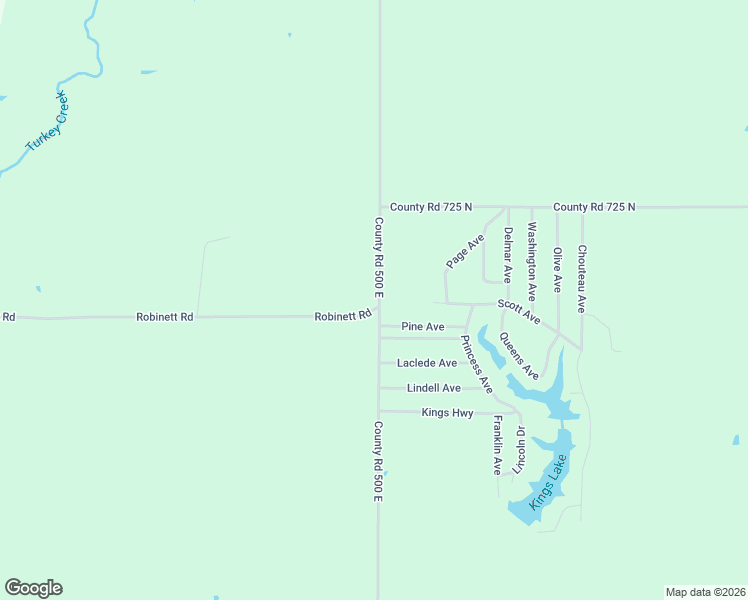 map of restaurants, bars, coffee shops, grocery stores, and more near 2801 County Road 500 East in Odin