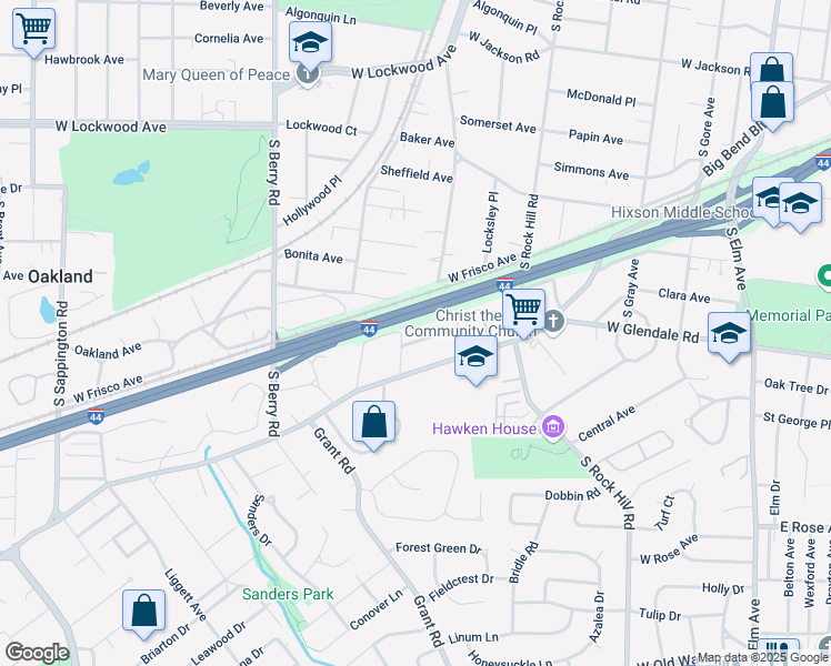 map of restaurants, bars, coffee shops, grocery stores, and more near 509 Foreston Place in Webster Groves