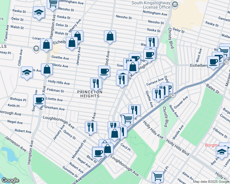 map of restaurants, bars, coffee shops, grocery stores, and more near 4950 Holly Hills Avenue in St. Louis
