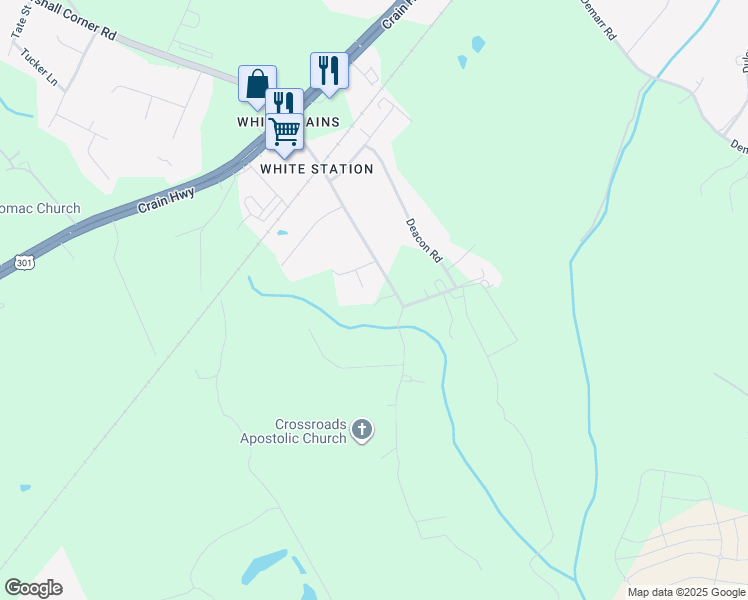 map of restaurants, bars, coffee shops, grocery stores, and more near 10593 Willetts Crossing Road in White Plains