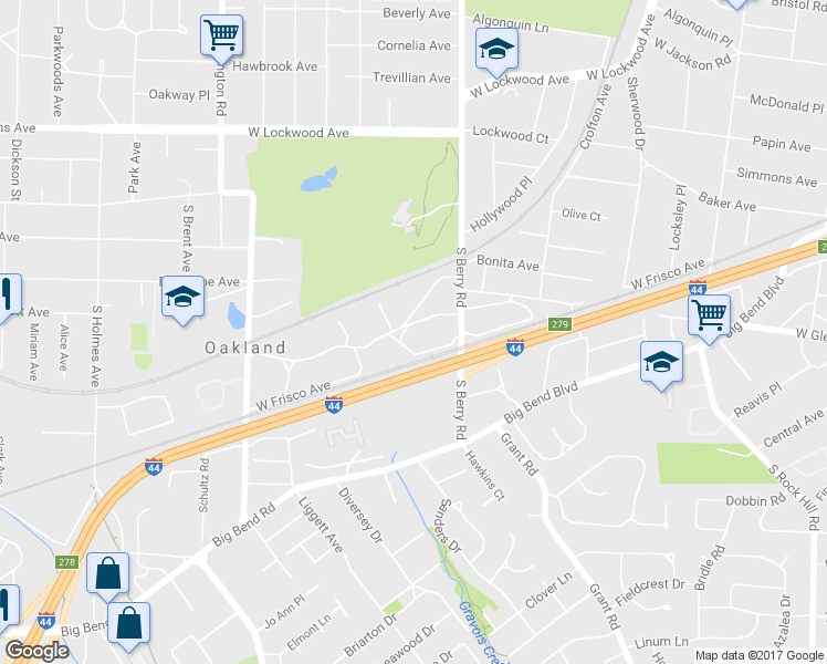 map of restaurants, bars, coffee shops, grocery stores, and more near 722 Oakland Avenue in St. Louis