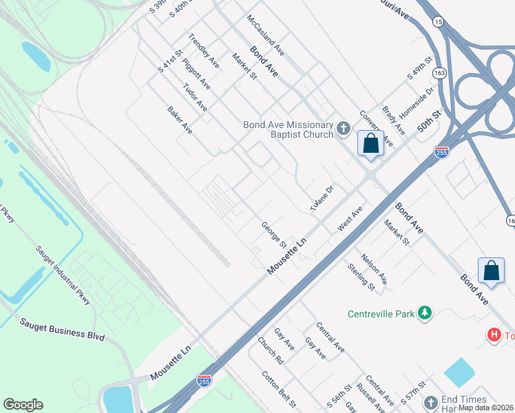 map of restaurants, bars, coffee shops, grocery stores, and more near 733 South 47th Street in East St. Louis