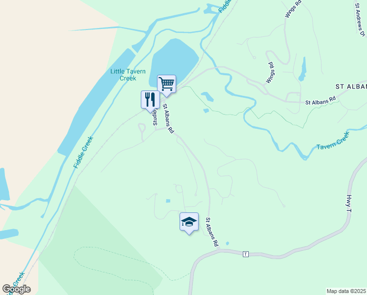 map of restaurants, bars, coffee shops, grocery stores, and more near 882 Cabernet Lane in Saint Albans