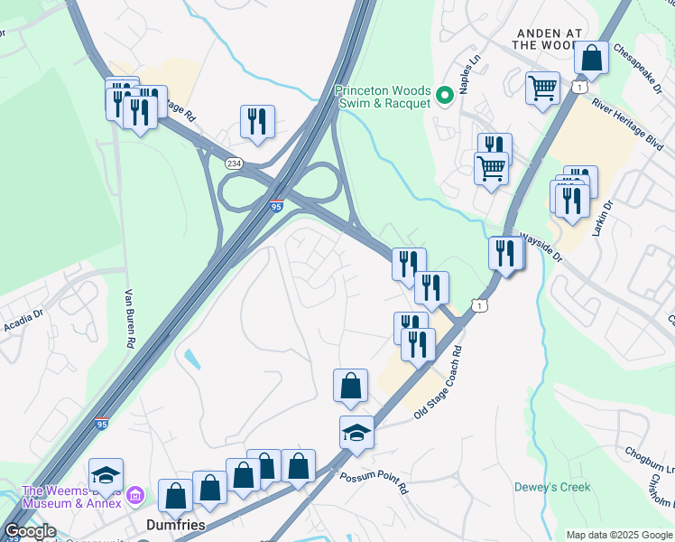 map of restaurants, bars, coffee shops, grocery stores, and more near in Dumfries