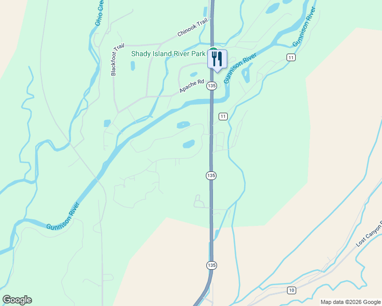 map of restaurants, bars, coffee shops, grocery stores, and more near 199 Kokanee Ct in Gunnison