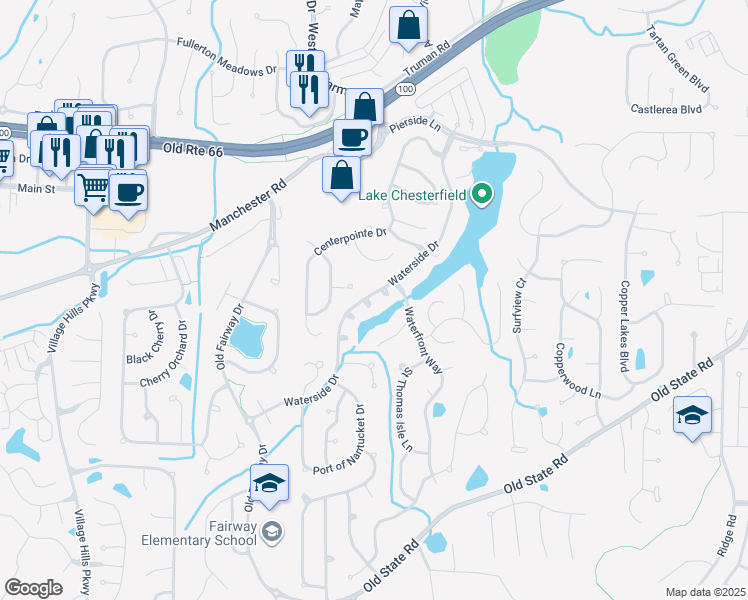 map of restaurants, bars, coffee shops, grocery stores, and more near 416 Waterside Drive in Wildwood