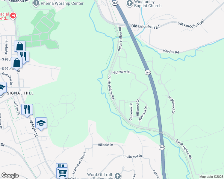 map of restaurants, bars, coffee shops, grocery stores, and more near 2600 Dutch Hollow Road in Belleville