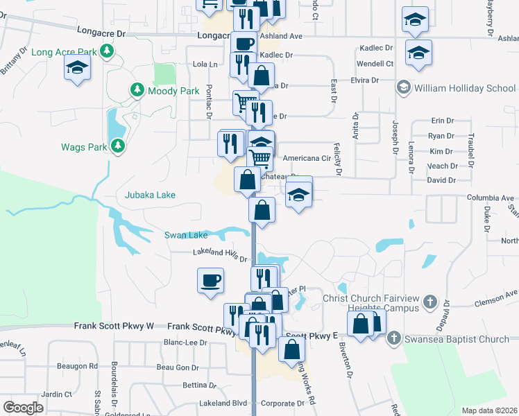 map of restaurants, bars, coffee shops, grocery stores, and more near 5100 North Illinois Street in Fairview Heights