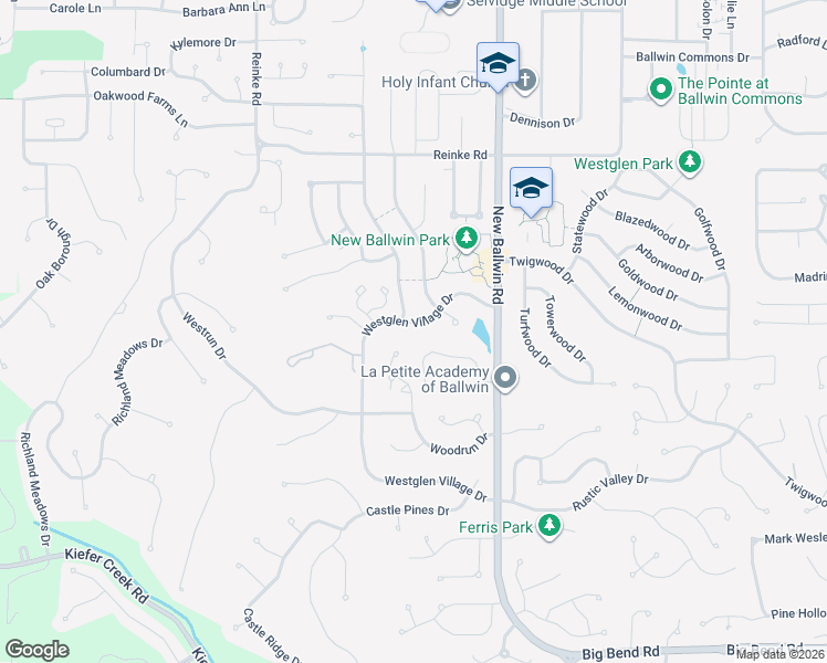 map of restaurants, bars, coffee shops, grocery stores, and more near 786 Westglen Village Drive in Ballwin
