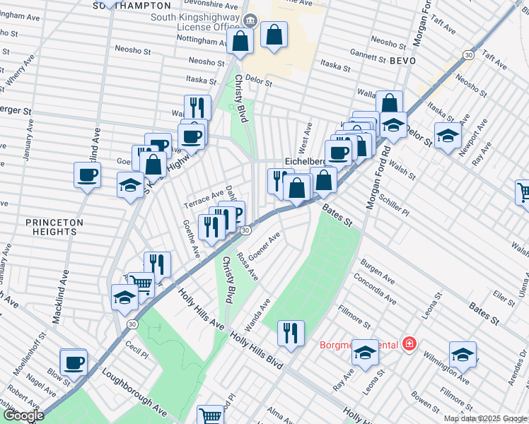 map of restaurants, bars, coffee shops, grocery stores, and more near 5806 Gravois Avenue in St. Louis