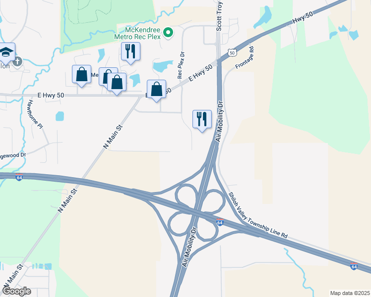 map of restaurants, bars, coffee shops, grocery stores, and more near 1105 Eastgate Drive in O'Fallon