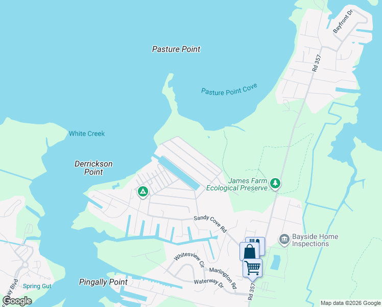 map of restaurants, bars, coffee shops, grocery stores, and more near 38268 Possum Road in Ocean View