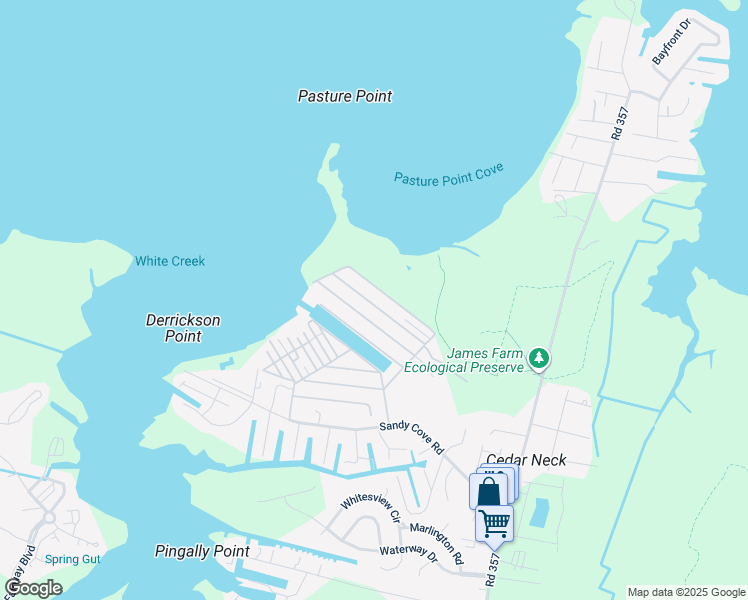 map of restaurants, bars, coffee shops, grocery stores, and more near 38354 Squirrel Road in Ocean View