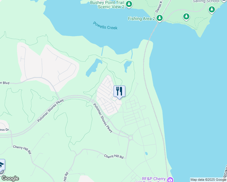 map of restaurants, bars, coffee shops, grocery stores, and more near 17127 Branched Oak Road in Dumfries