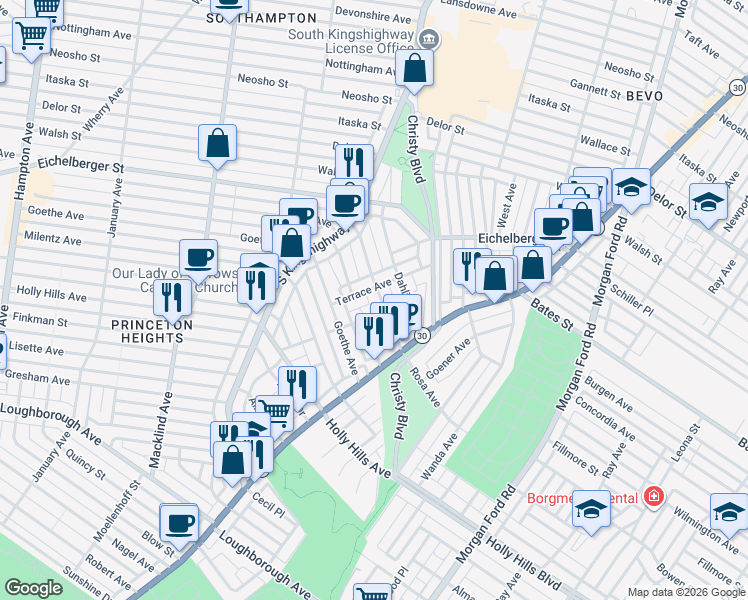 map of restaurants, bars, coffee shops, grocery stores, and more near 4833 Gardenville Avenue in St. Louis