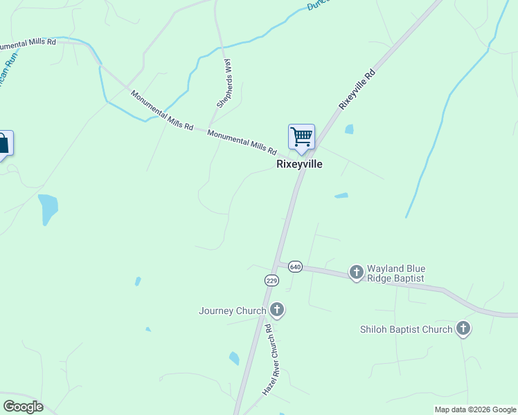 map of restaurants, bars, coffee shops, grocery stores, and more near 9140 Rixeyville Road in Rixeyville