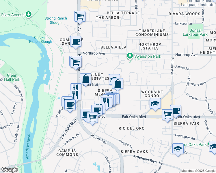 map of restaurants, bars, coffee shops, grocery stores, and more near 773 Blackmer Circle in Sacramento