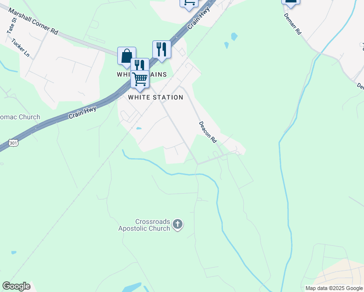 map of restaurants, bars, coffee shops, grocery stores, and more near 10541 Willetts Crossing Road in White Plains