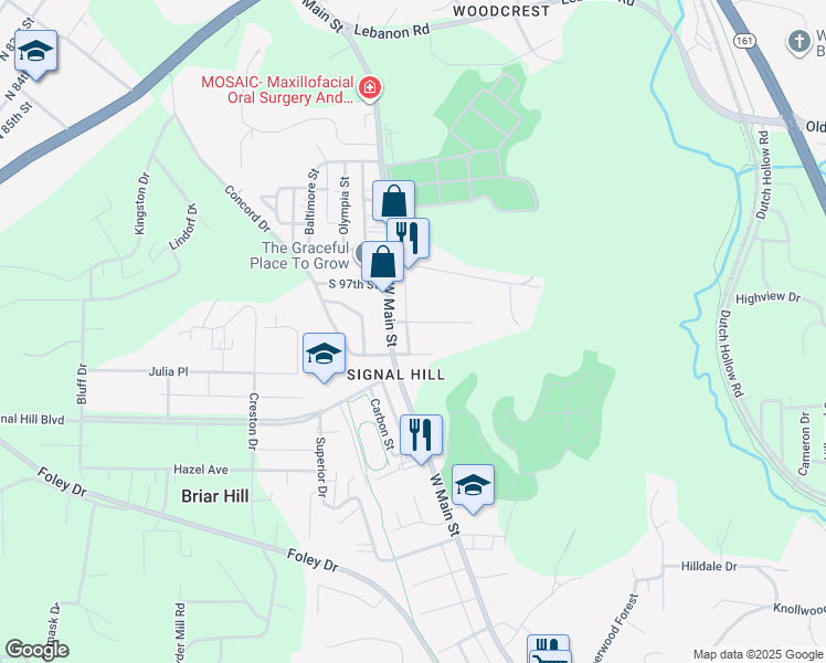 map of restaurants, bars, coffee shops, grocery stores, and more near 19 North 96th Street in Belleville