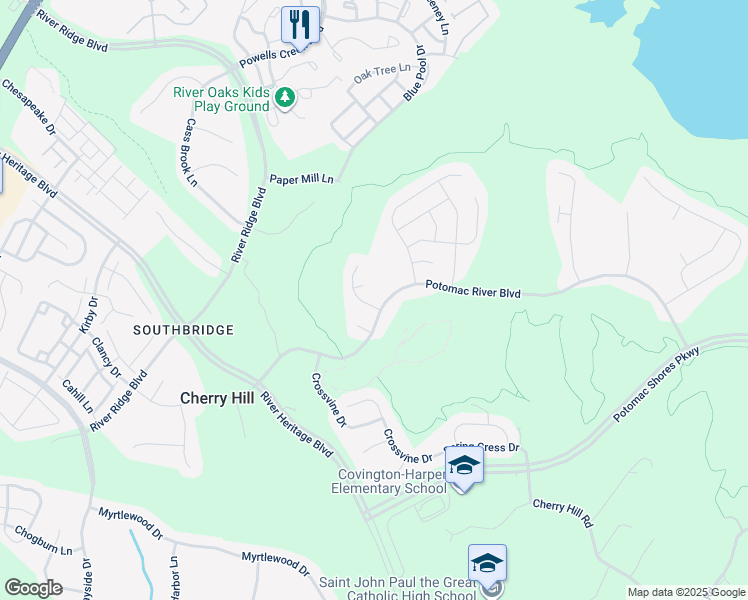 map of restaurants, bars, coffee shops, grocery stores, and more near 17153 Gullwing Drive in Dumfries