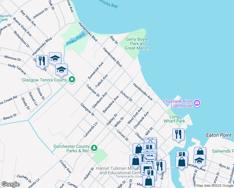 map of restaurants, bars, coffee shops, grocery stores, and more near 205 Belvedere Avenue in Cambridge