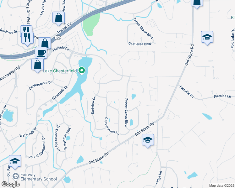 map of restaurants, bars, coffee shops, grocery stores, and more near 350 Harbour Pointe Drive in Wildwood