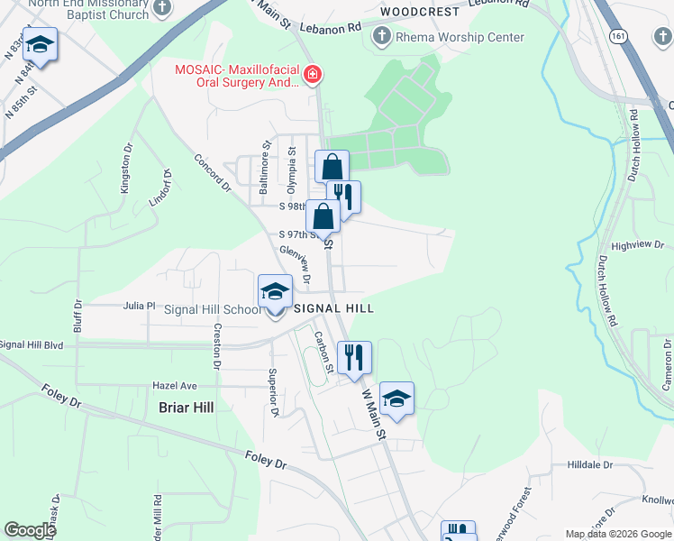 map of restaurants, bars, coffee shops, grocery stores, and more near 19 North 96th Street in Belleville