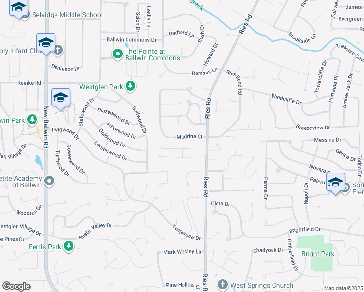 map of restaurants, bars, coffee shops, grocery stores, and more near 461 Governor Drive in Ballwin