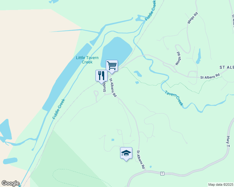 map of restaurants, bars, coffee shops, grocery stores, and more near 3556 Saint Albans Road in Franklin County